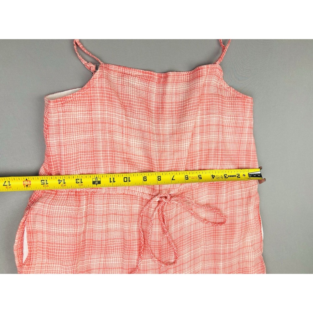 Urban Outfitters Women's XS Gauzy‎ Summer Coral Plaid Overalls Jumpsuit - Picture 5 of 16